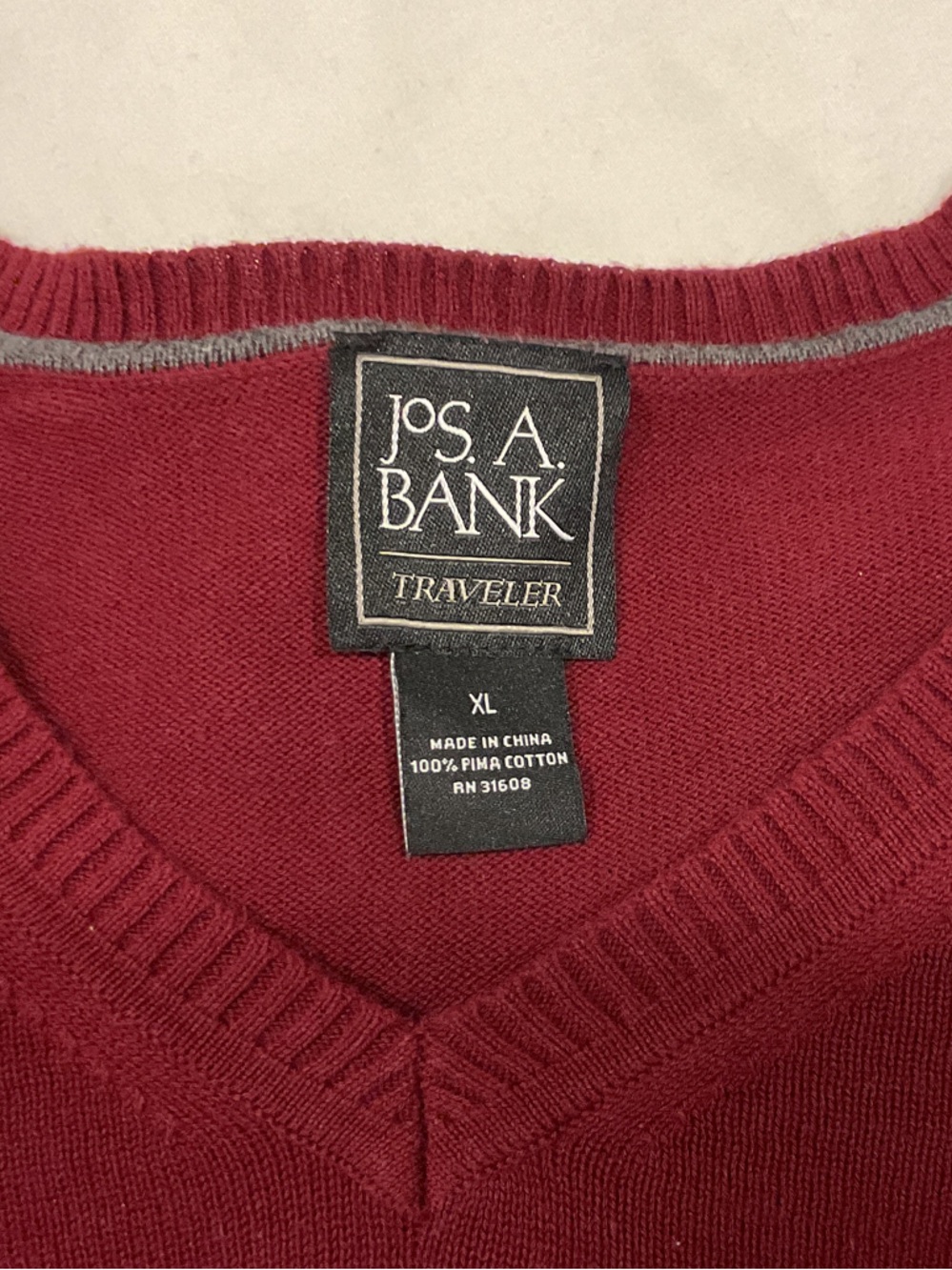 Jos. A. Bank Men's V- Neck Sweater in Burgundy